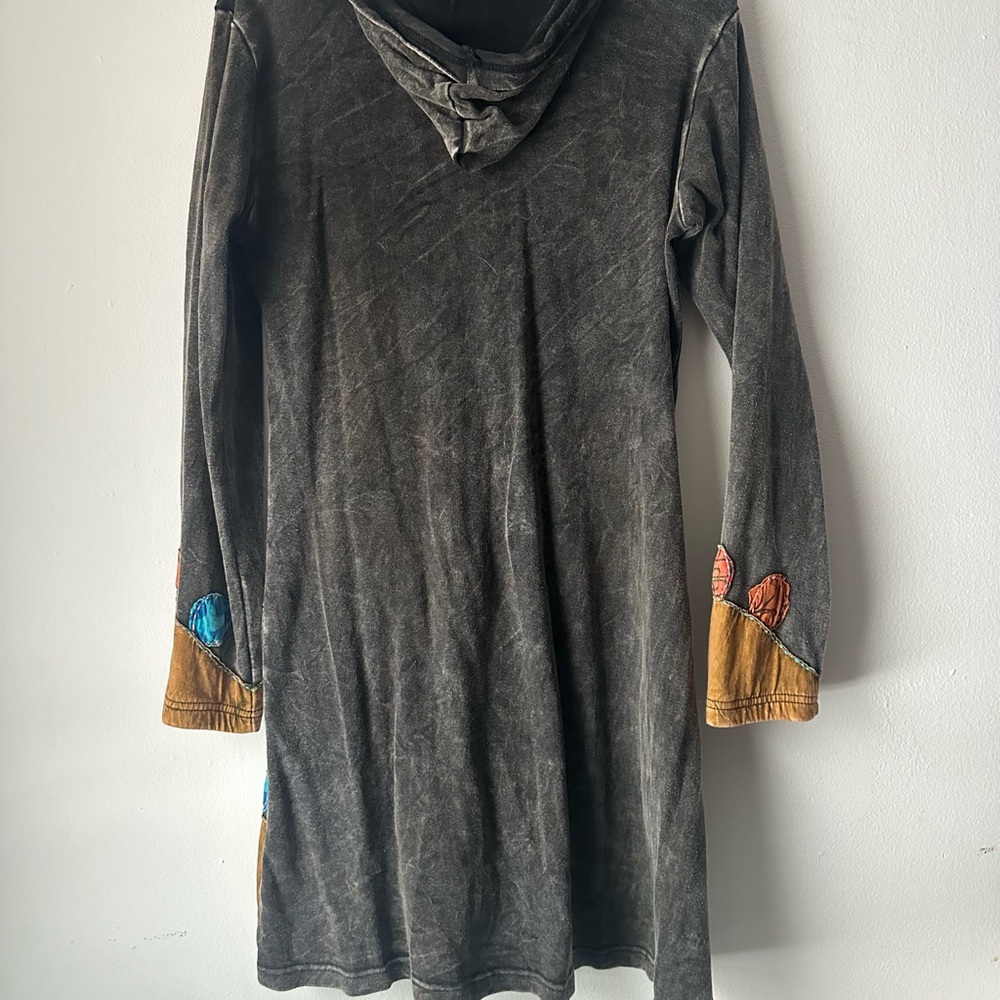Rinsing International Long Hooded Zip Up Jacket with Colorful Floral Embroidery - Picture 7 of 7